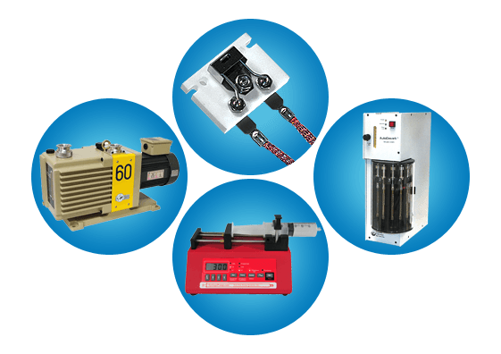 vacuum pump, MS filter, syringe pump, instrument