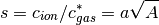 s = c_{ion}/c^{*}_{gas} = a\sqrt{A}