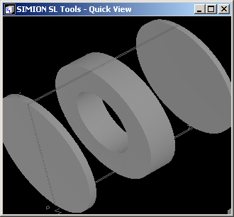 3D view of PA showing three concentric cylindrically symmetric electrodes